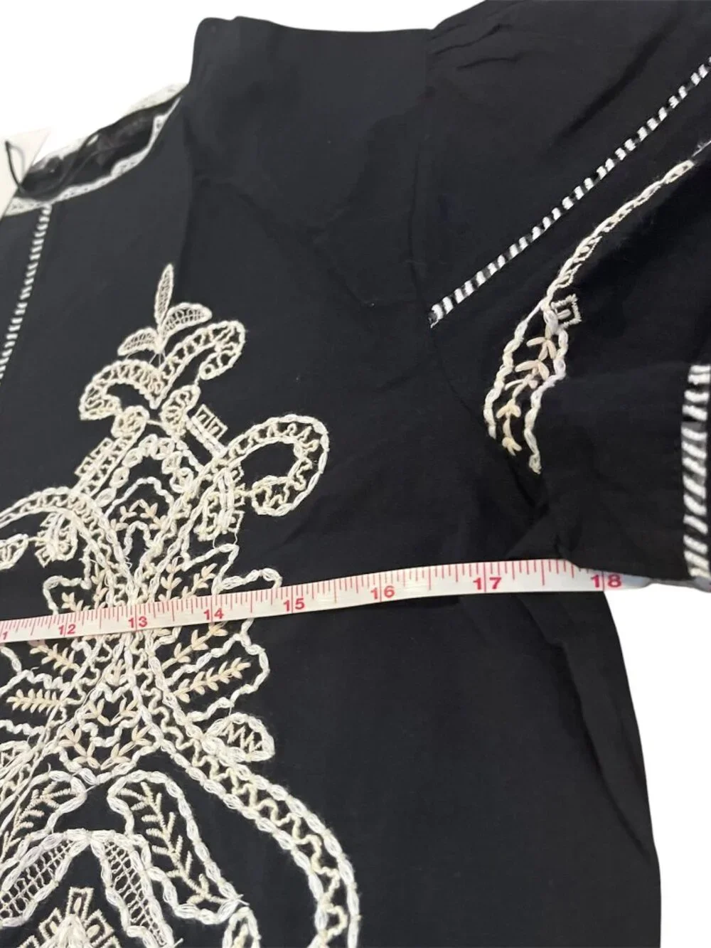 ZARA ZW Collection Embroidered Cotton Blouse NWT Medium Black Contrast Summer